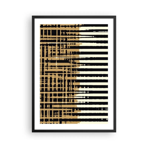 Affiche dans un cadre noir - Poster - Motif géométrique avec des lignes et des couleurs chaudes - 50x70cm - Abstraction architecturale - Décoration murale moderne pour le salon et la chambre ARTTOR