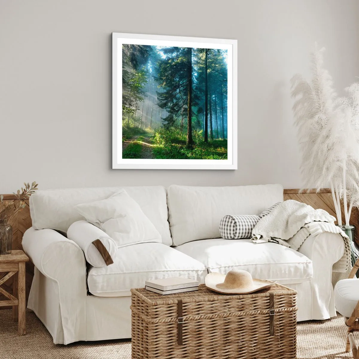 Affiche dans un cadre blanc - Poster - Rayonnant le matin - 50x50 cm