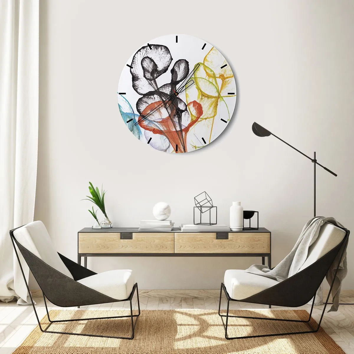 Horloge murale - Pendule murale - Fleurs avec une âme - 40x40 cm