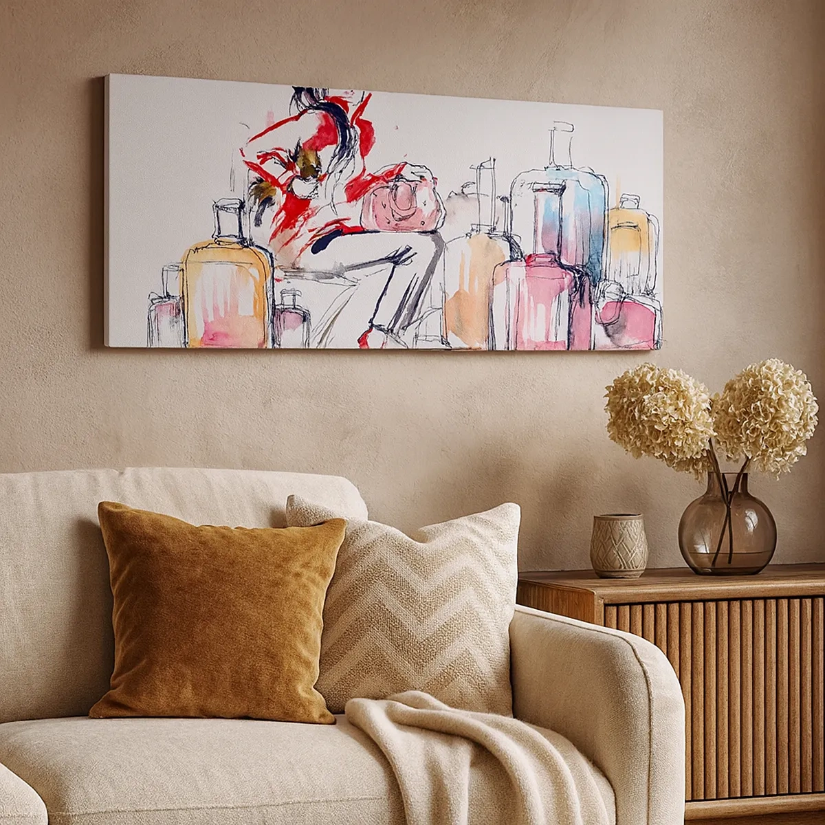 Impression sur toile - Image sur toile - Asseyons-nous avant le voyage - 30x30 cm