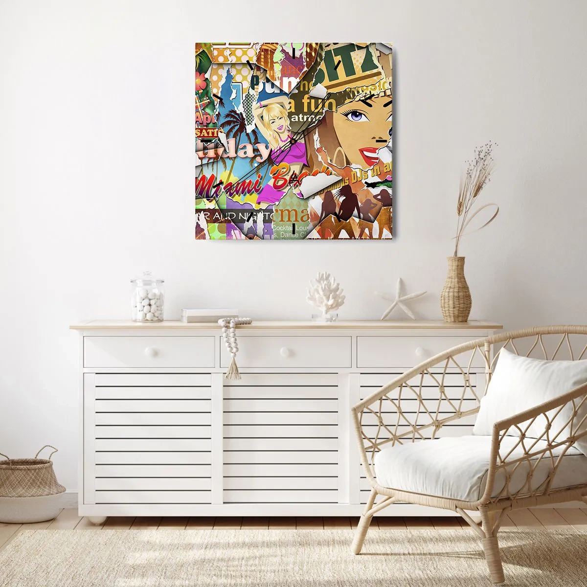 Horloge murale - Pendule murale - Souvenirs de vacances - 40x40 cm