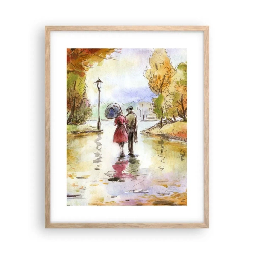 Affiche dans un chêne clair - Poster - Automne romantique dans le parc - 40x50 cm