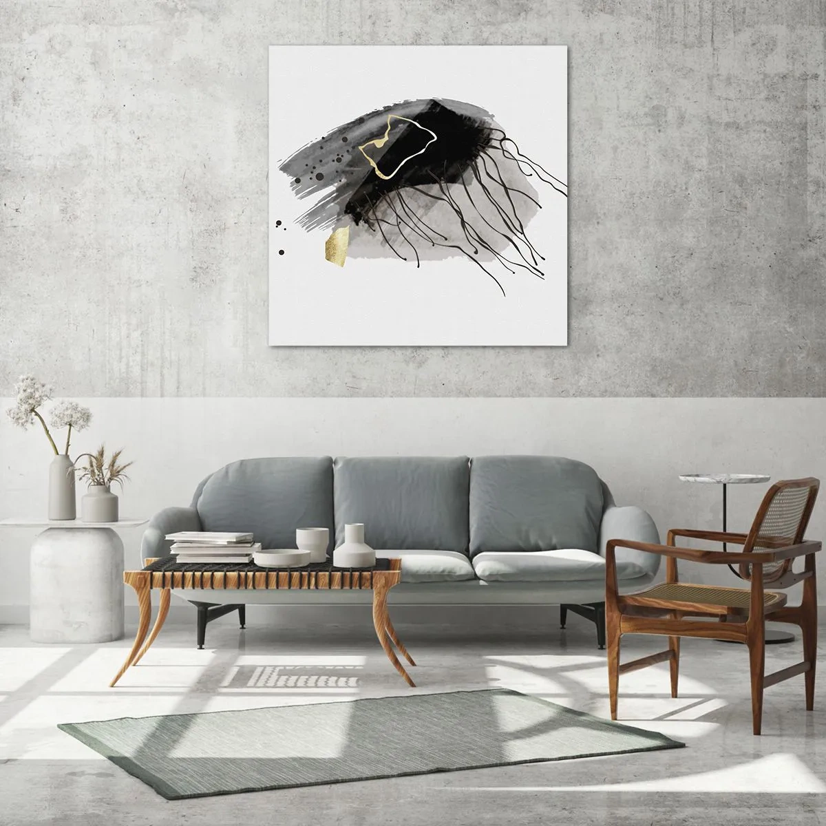 Impression sur verre - Image sur verre - En noir et en or - 50x50 cm