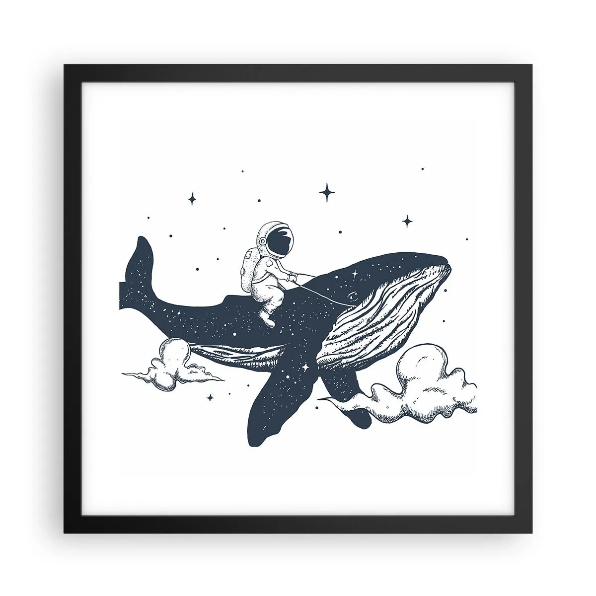 Affiche dans un cadre noir - Poster - Aventure spatiale - 40x40 cm
