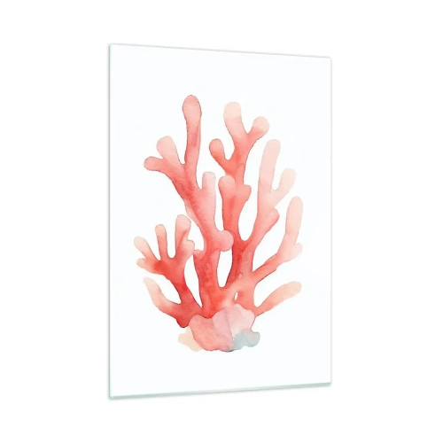 Impression sur verre - Image sur verre - Corail rose aquarelle sur fond blanc - 50x70cm - Corail couleur corail - Décoration murale moderne pour le salon et la chambre ARTTOR