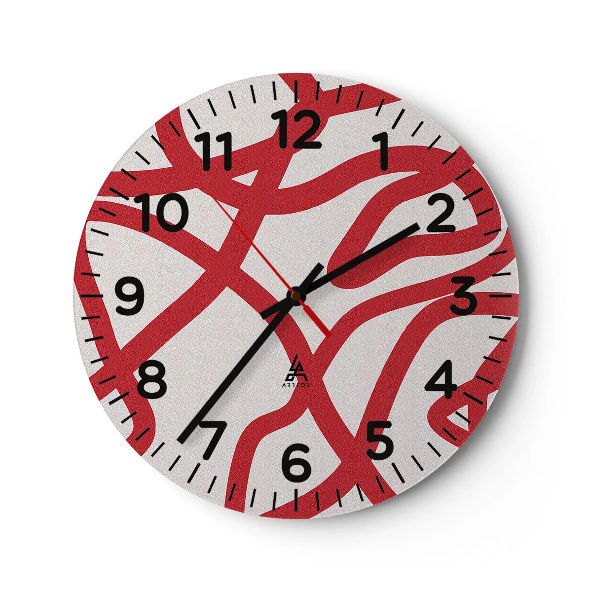 Horloge murale - Pendule murale - Rouge sur blanc - 40x40 cm