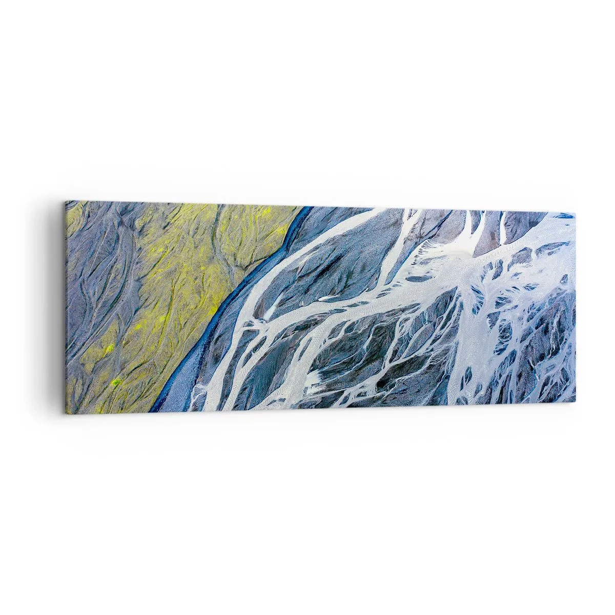 Impression sur toile - Image sur toile - Vue aérienne abstraite des lits de rivières sinueux - 140x50cm - Peintures rupestres de la nature - Décoration murale moderne pour le salon et la chambre ARTTOR