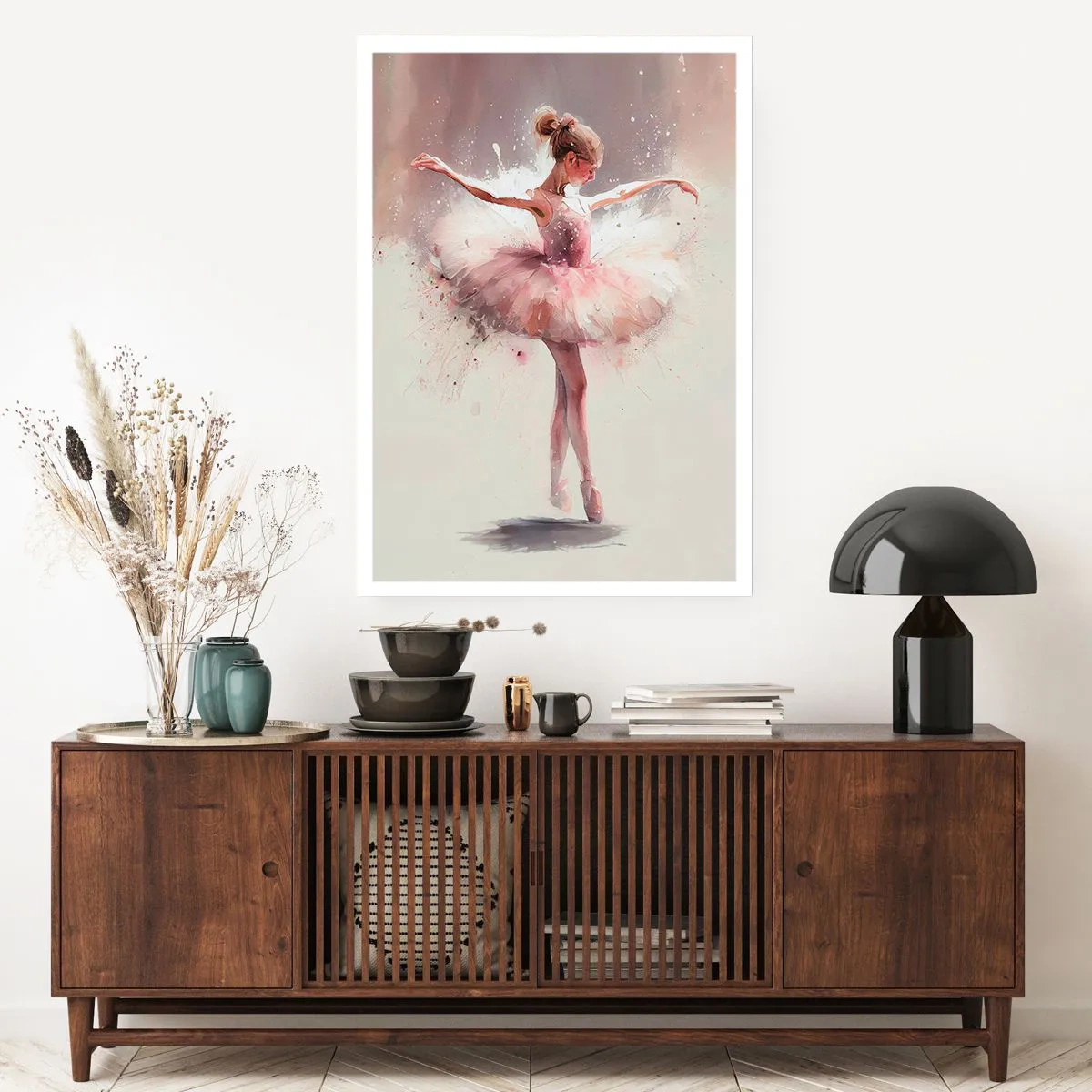 Affiche - Poster - Ballerine en mouvement artistique - 50x70cm - Comme un jeune oiseau - Décoration murale moderne pour le salon et la chambre ARTTOR