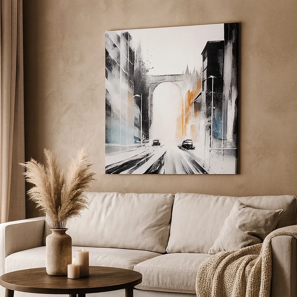 Impression sur toile - Image sur toile - Étude de ville : architecture et mouvement - 30x30 cm