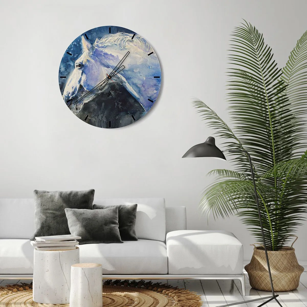 Horloge murale - Pendule murale - Portrait dans une lueur azur - 30x30 cm