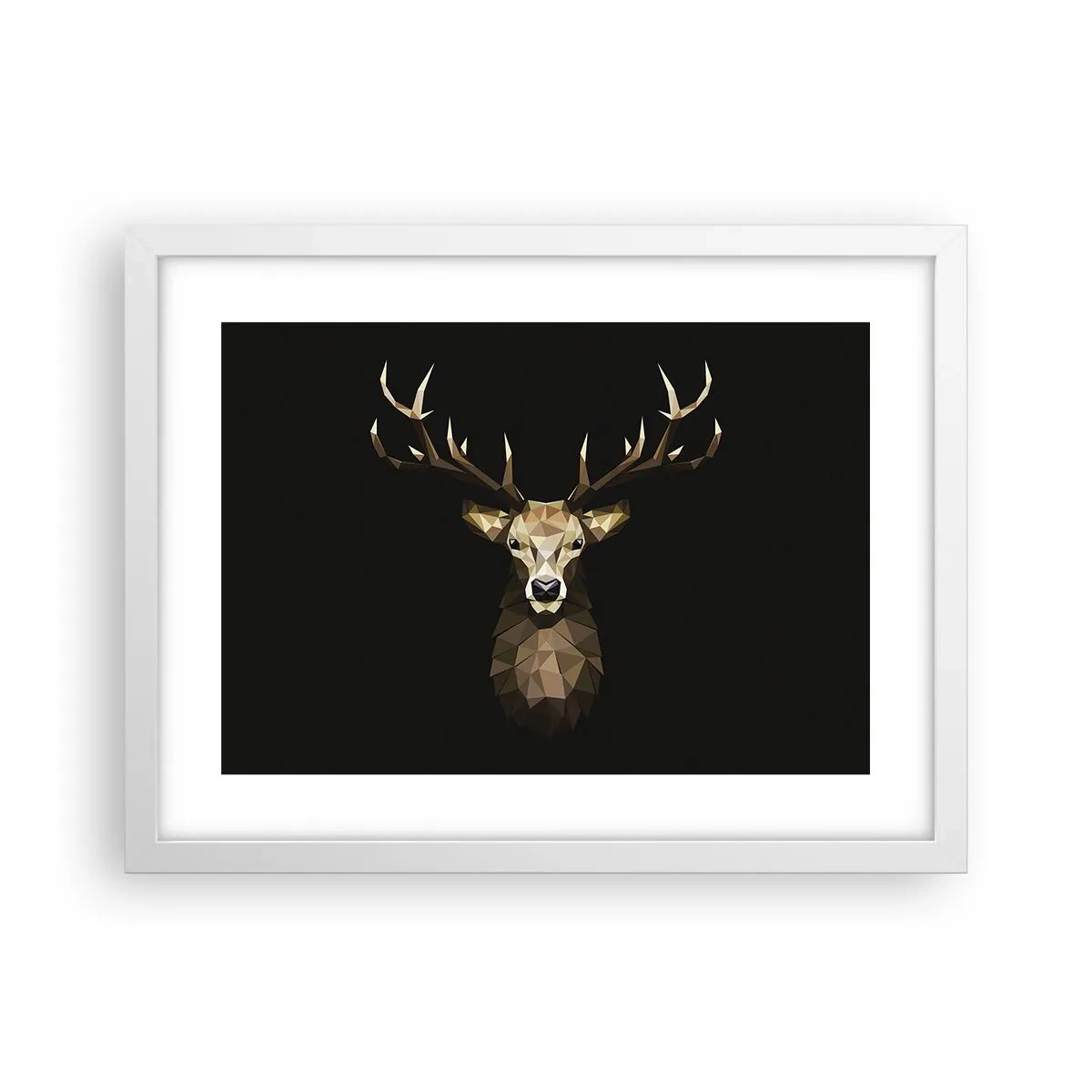 Affiche dans un cadre blanc - Poster - Cerf cubique - 40x30 cm