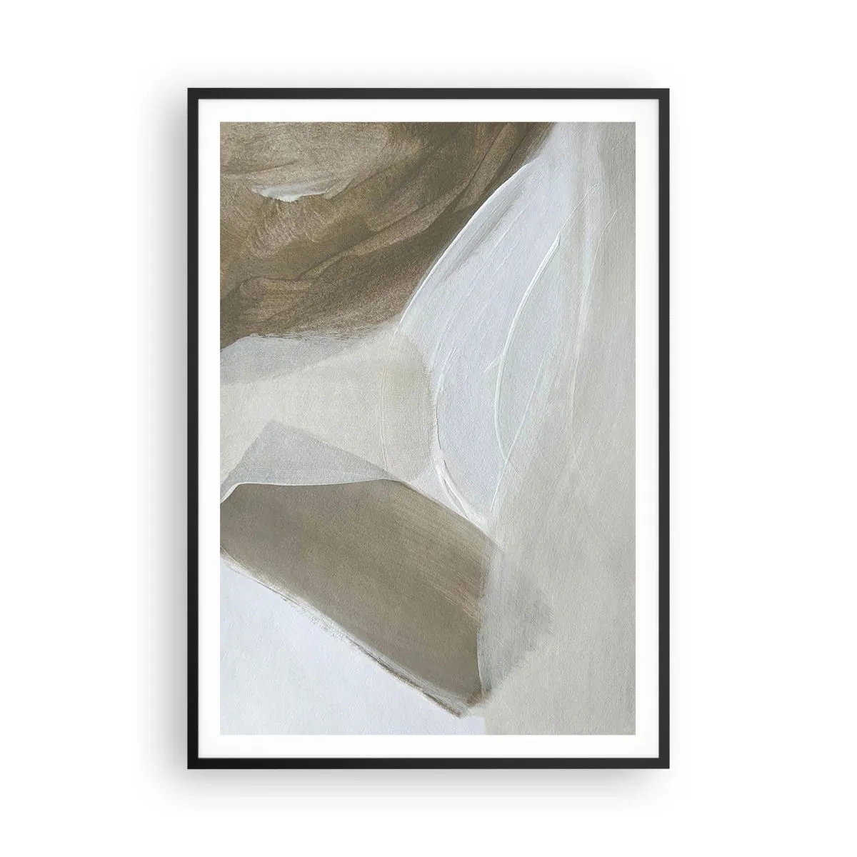 Affiche dans un cadre noir - Poster - Une vague de blanc - 70x100 cm