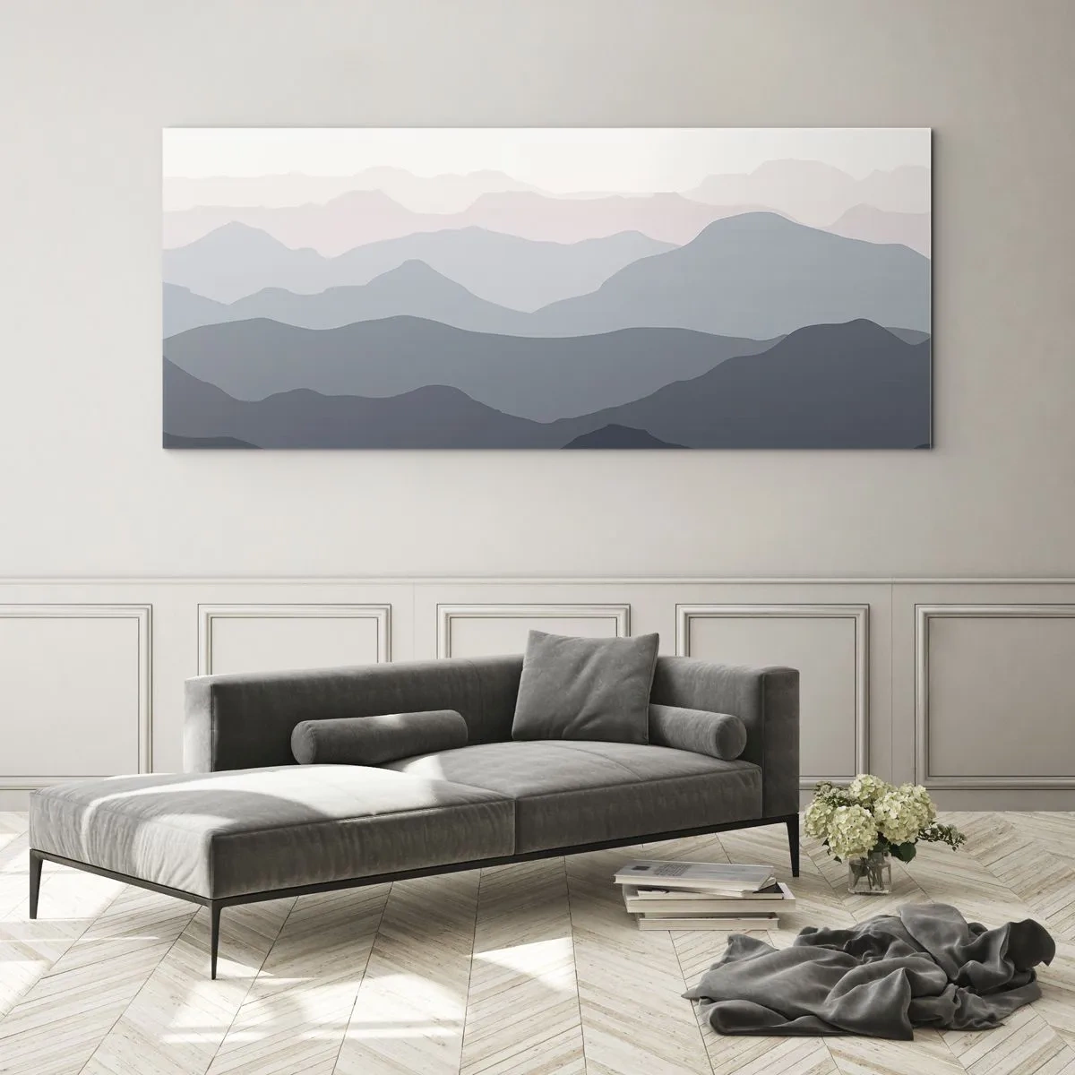 Impression sur verre - Image sur verre - Vagues de montagnes - 100x40 cm