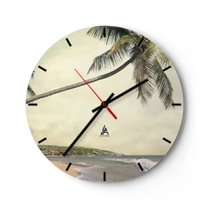 Horloge murale - Pendule murale - Palmiers sur fond de plage tropicale - 30x30cm - Rêve tropical - Décoration murale moderne pour le salon, la cuisine et la chambre ARTTOR