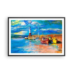 Affiche dans un cadre noir - Poster - Un après-midi dans la baie arc-en-ciel - 91x61 cm