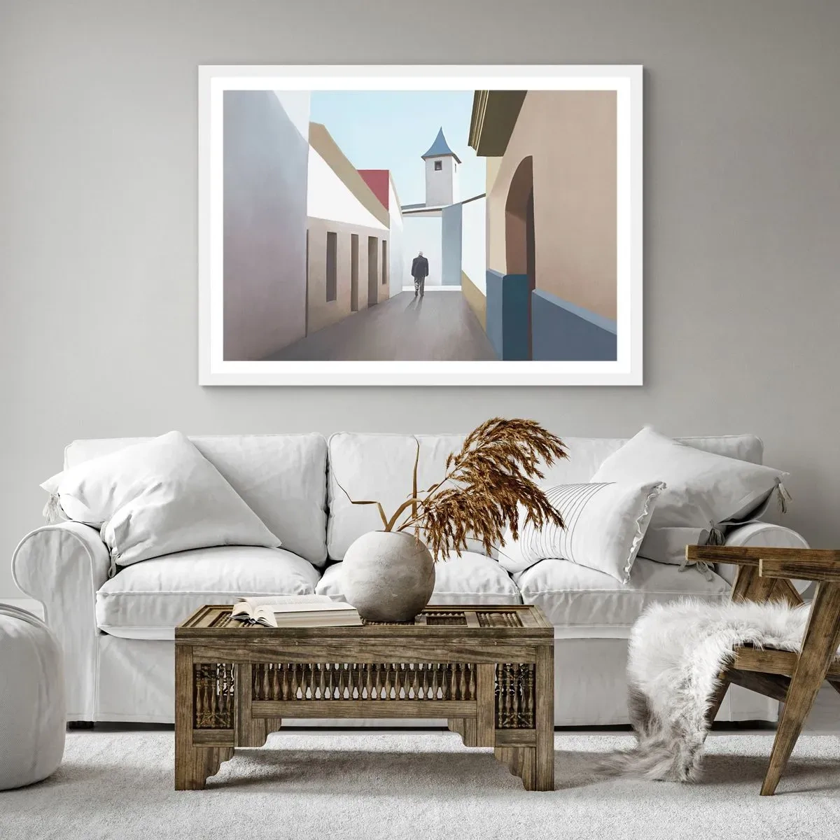 Affiche dans un cadre blanc - Poster - Une promenade ensoleillée - 40x30 cm