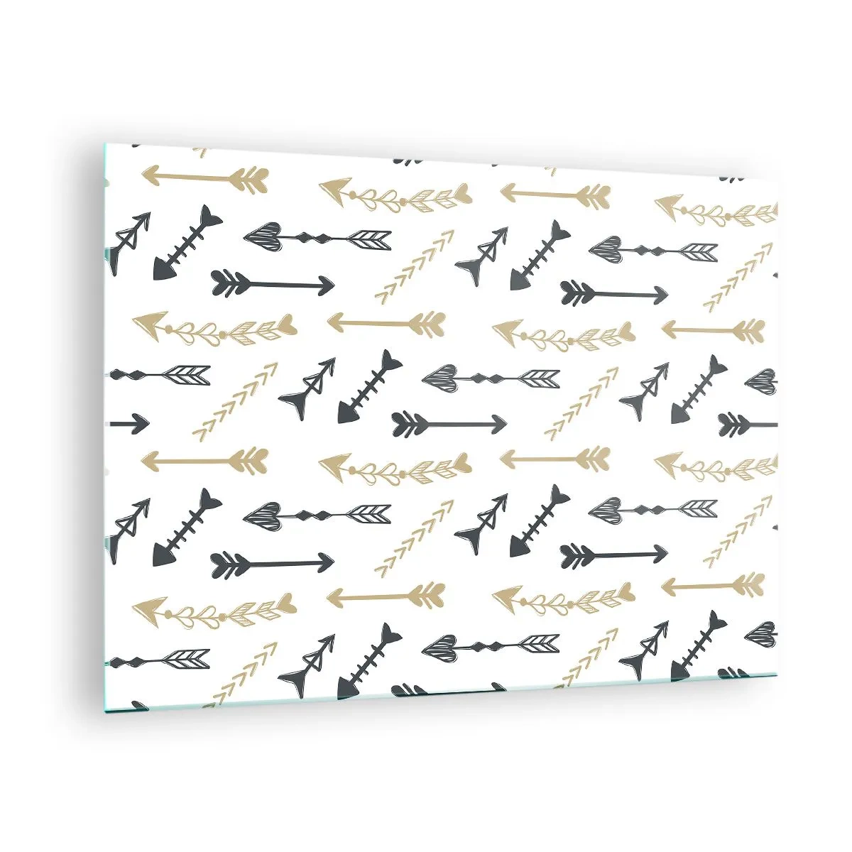 Impression sur verre - Image sur verre - Un motif de flèches de différentes couleurs sur fond blanc - 70x50cm - Le rêve de l'archer - Décoration murale moderne pour le salon et la chambre ARTTOR