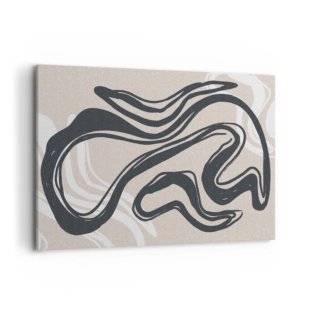 Impression sur toile - Image sur toile - Lignes abstraites dans des tons sombres sur fond beige - 100x70cm - Expression multipliée - Décoration murale moderne pour le salon et la chambre ARTTOR