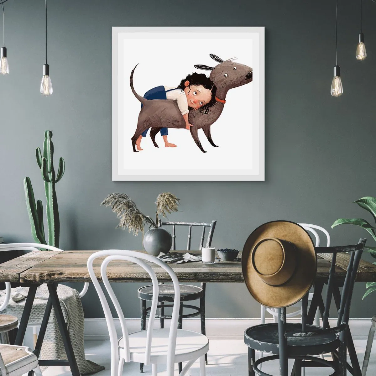 Affiche dans un cadre blanc - Poster - Les meilleurs amis - 40x40 cm