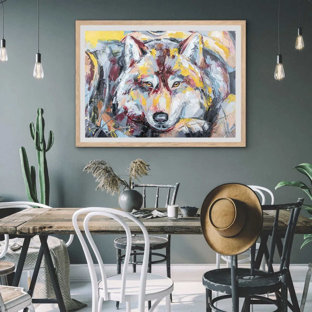 Affiche dans un chêne clair - Poster - En paix au milieu des siens - 50x40 cm