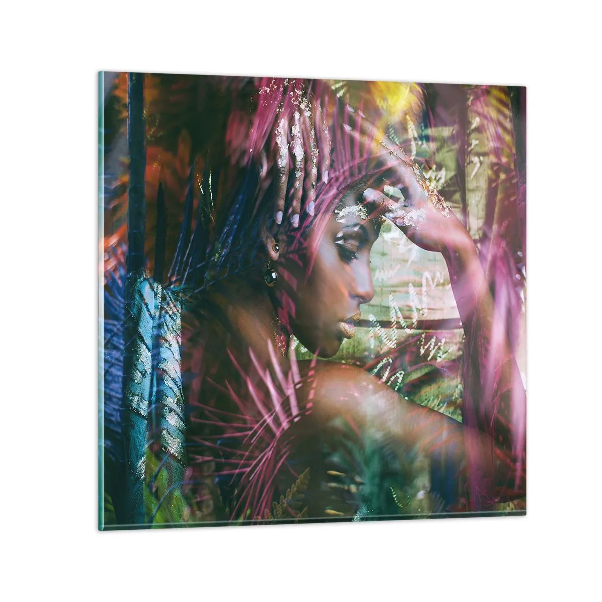 Impression sur verre - Image sur verre - Dame Nature dans la jungle - 30x30 cm