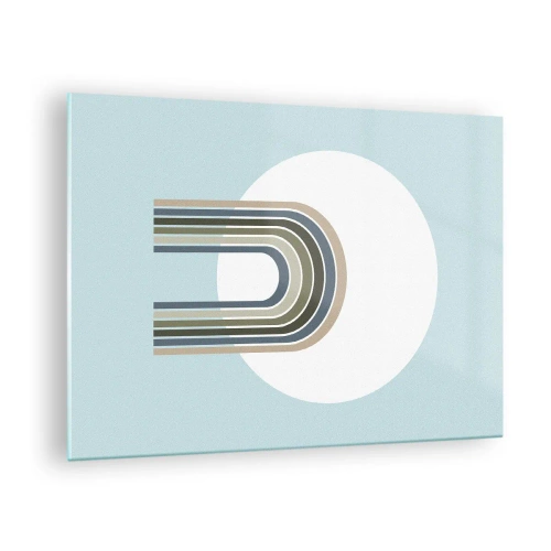 Impression sur verre - Image sur verre - Une composition abstraite avec des arches dans des tons délicats de bleu et de vert. - 70x50cm - Attraction irrésistible - Décoration murale moderne pour le salon et la chambre ARTTOR