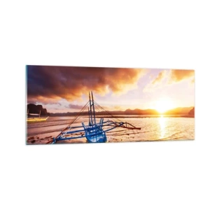 Impression sur verre - Image sur verre - Allongez-vous dans le sable après une longue journée - 100x40 cm