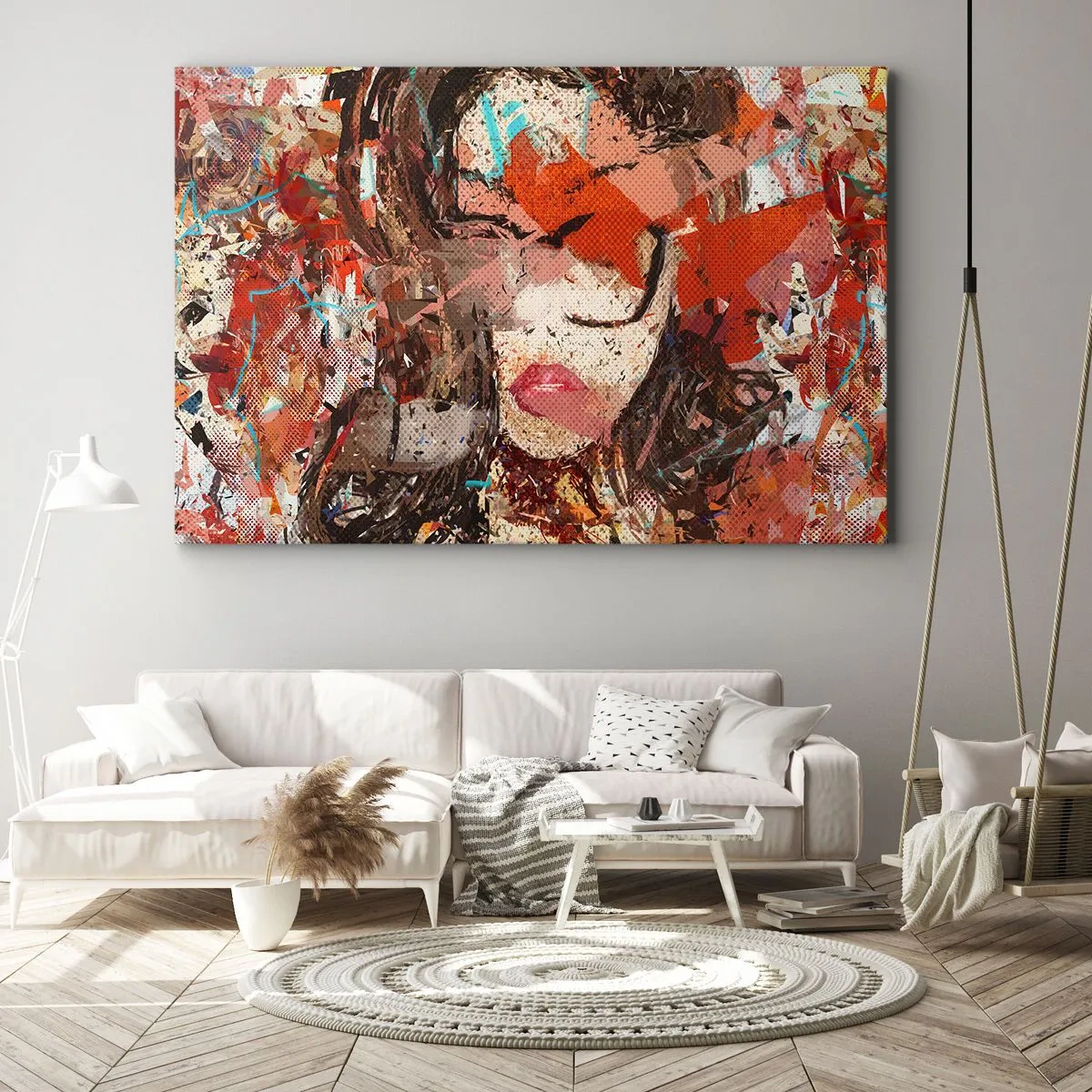 Impression sur toile - Image sur toile - Portrait abstrait d'une femme aux couleurs intenses - 100x70cm - Personne ne sait ce que tu es vraiment - Décoration murale moderne pour le salon et la chambre ARTTOR