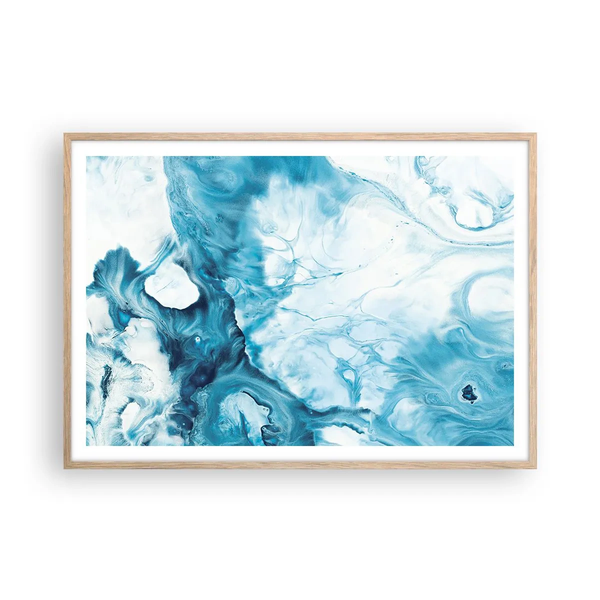 Affiche dans un chêne clair - Poster - Concert de bleu - 100x70 cm