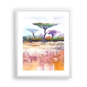 Affiche dans un cadre blanc - Poster - Couleurs de savane - 40x50 cm