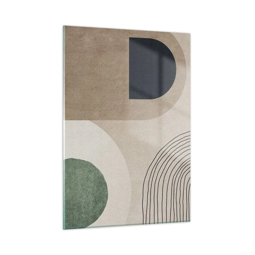 Impression sur verre - Image sur verre - Figures géométriques abstraites aux couleurs sobres - 50x70cm - La douceur de l'ovale - Décoration murale moderne pour le salon et la chambre ARTTOR