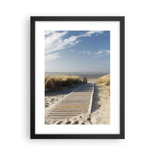 Affiche dans un cadre noir - Poster - Derrière la dune, dans le bruissement de l'herbe - 30x40 cm