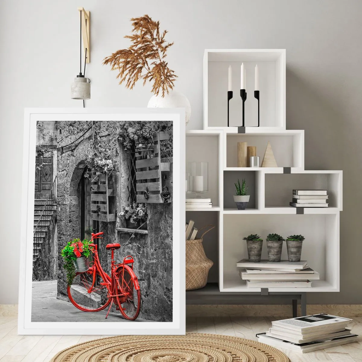 Affiche dans un cadre blanc - Poster - Ruelle toscane - 40x50 cm