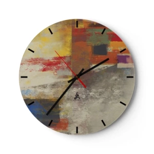 Horloge murale - Pendule murale - Géométrie des couleurs - 40x40 cm