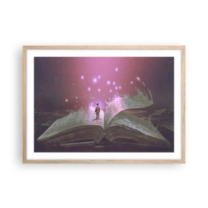 Affiche dans un chêne clair - Poster - Invitation à un autre monde - lisez ! - 70x50 cm