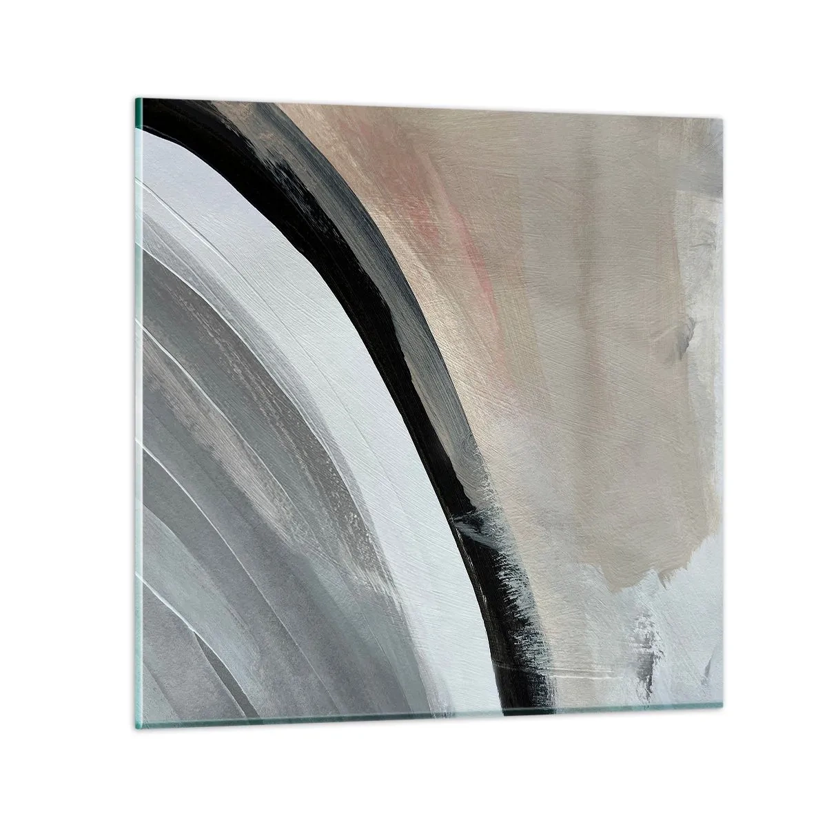 Impression sur verre - Image sur verre - Composition : arc de noir et gris - 50x50 cm