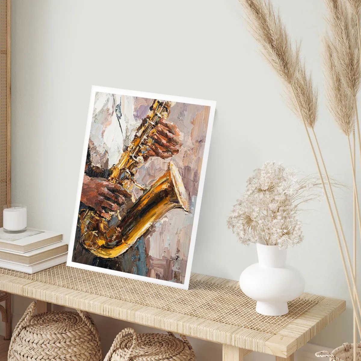 Affiche - Poster - Un saxophoniste jouant dans un style de peinture artistique - 50x70cm - C'est l'heure du solo - Décoration murale moderne pour le salon et la chambre ARTTOR