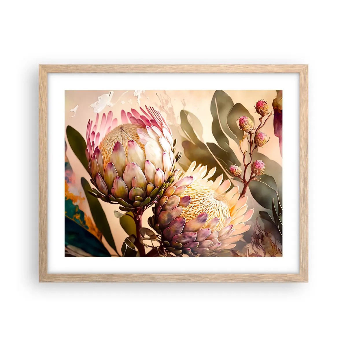 Affiche dans un chêne clair - Poster - Tendrement embrassé - 50x40 cm