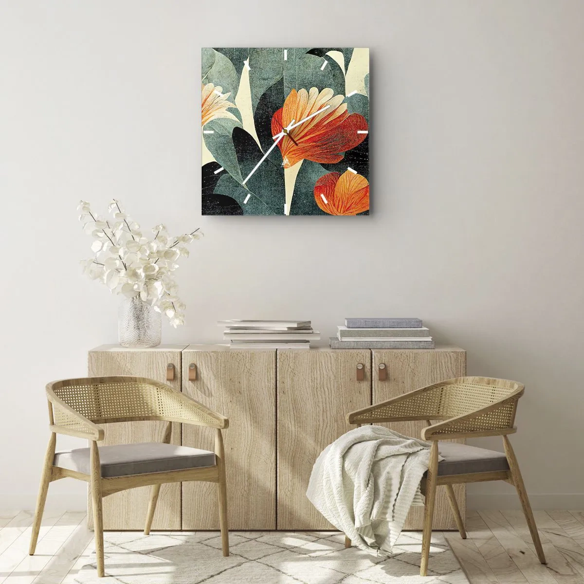 Horloge murale - Pendule murale - La chaleur des tropiques et la fraîcheur de la verdure - 40x40 cm