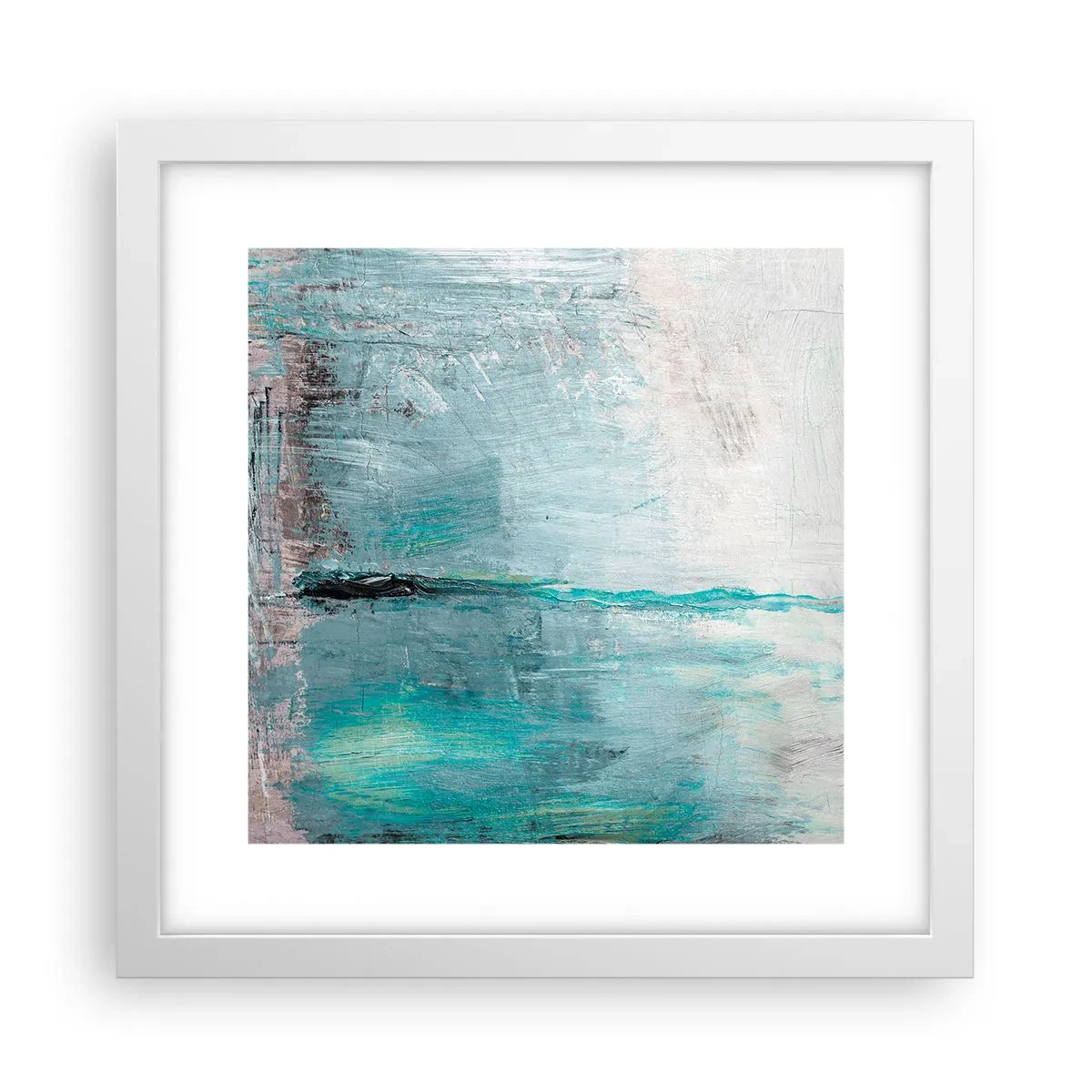 Affiche dans un cadre blanc - Poster - Horizontalement en bleu - 30x30 cm