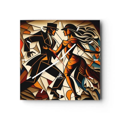 Horloge murale - Pendule murale - Un couple dynamique dansant sous une forme abstraite. - 30x30cm - Danse de passion et de volupté - Décoration murale moderne pour le salon et la chambre ARTTOR