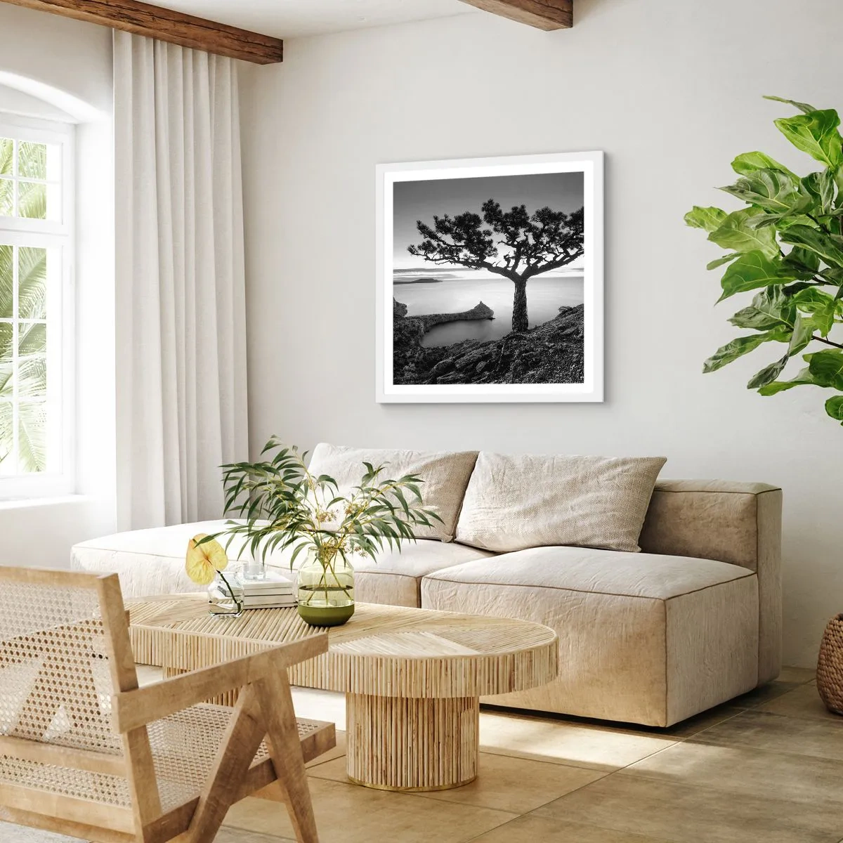 Affiche dans un cadre blanc - Poster - Paix jusqu'à l'horizon - 60x60 cm