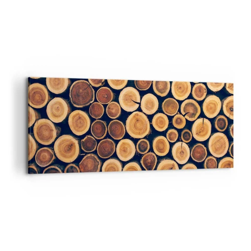 Impression sur toile - Image sur toile - Modèle réalisé à partir de sections transversales de bûches de bois - 120x50cm - Quel âge je semble avoir ? - Décoration murale moderne pour le salon et la chambre ARTTOR