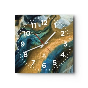 Horloge murale - Pendule murale - Bleu - jaune - influences mutuelles - 40x40 cm