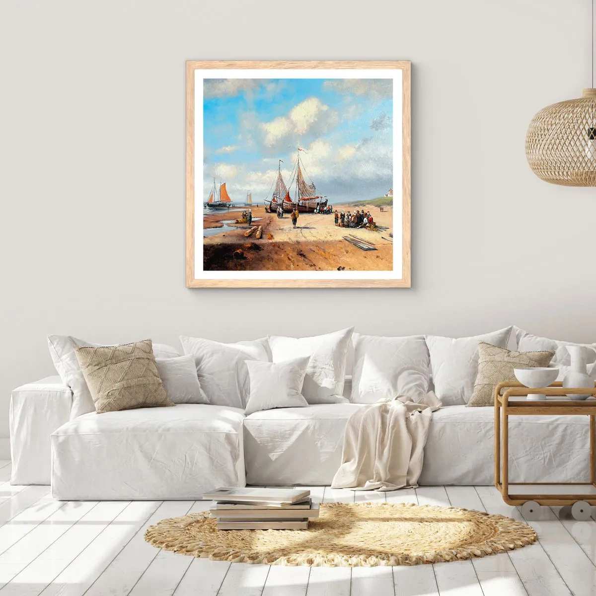 Affiche dans un chêne clair - Poster - Après une capture réussie - 50x50 cm