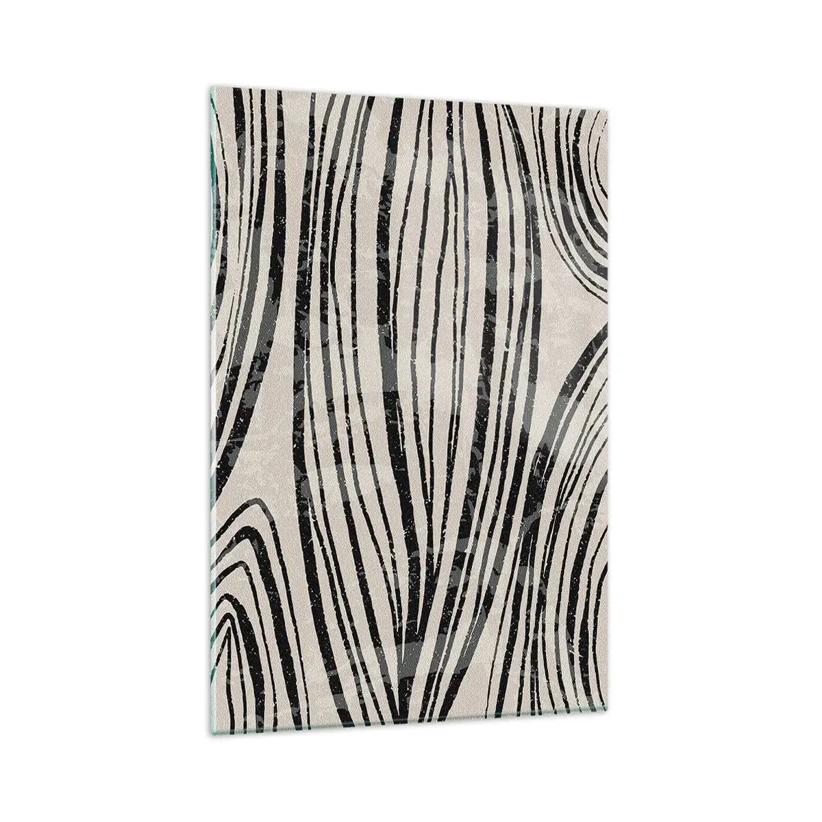 Impression sur verre - Image sur verre - Vagues abstraites dans des tons noirs et blancs - 80x120cm - Ligne de marécage - Décoration murale moderne pour le salon et la chambre ARTTOR