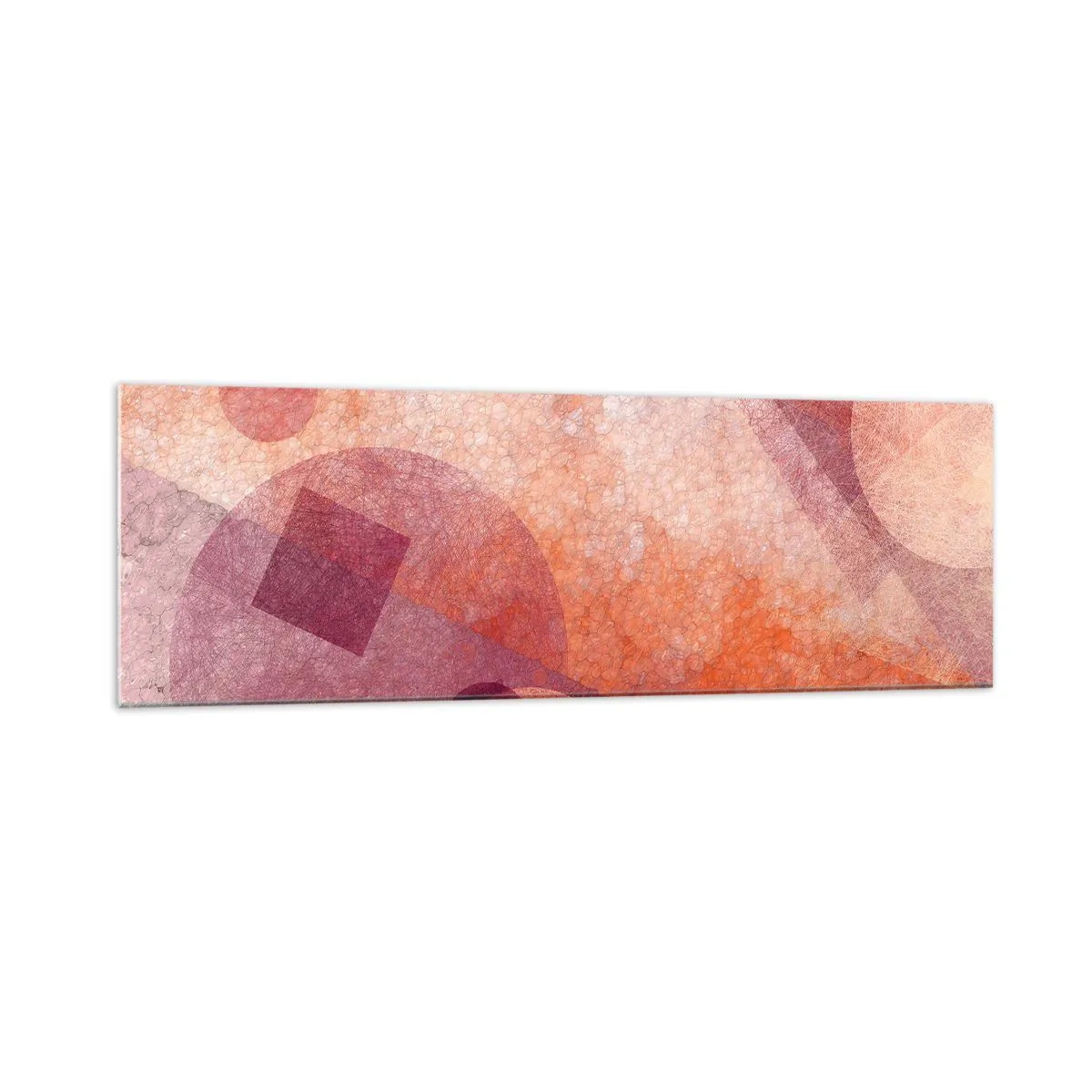 Impression sur verre - Image sur verre - Formes géométriques abstraites dans des tons pastel de rose - 160x50cm - Transformations géométriques en rose - Décoration murale moderne pour le salon et la chambre ARTTOR
