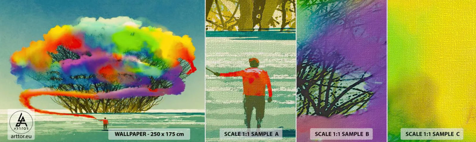 Échantillon de Papier Peint Premium Canvas - Donner vie à ce monde - Abstraction, Homme, Modèle moderne - 100x30 cm