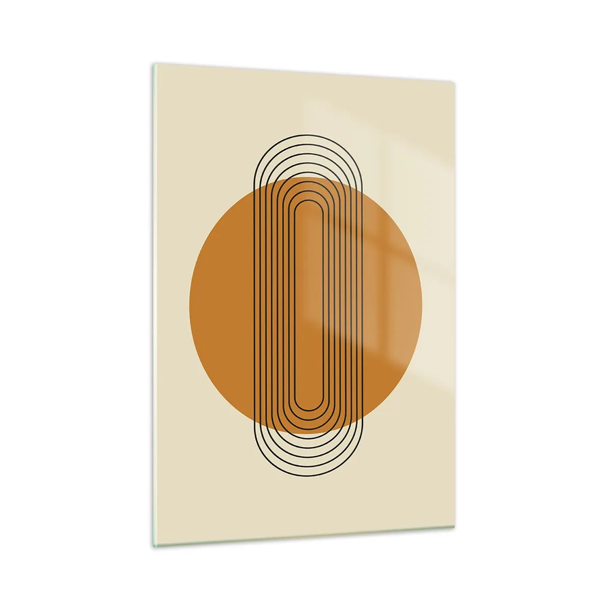 Impression sur verre - Image sur verre - Abstraction géométrique avec des cercles et des lignes - 50x70cm - Plan idéal - Décoration murale moderne pour le salon et la chambre ARTTOR