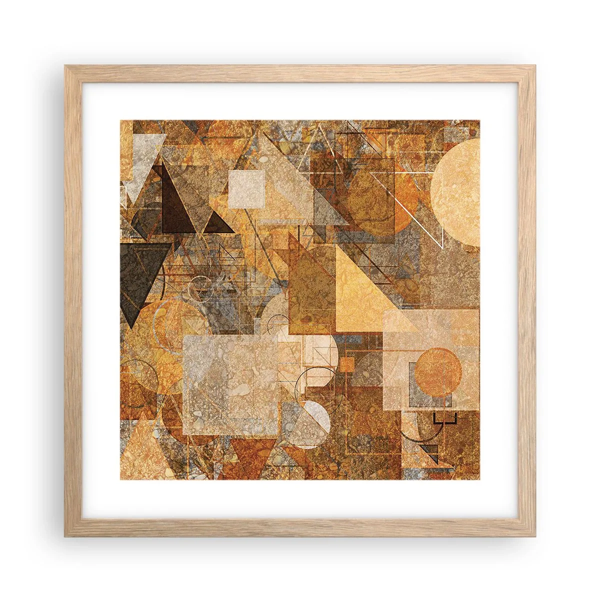Affiche dans un chêne clair - Poster - Étude cubique de marron - 40x40 cm